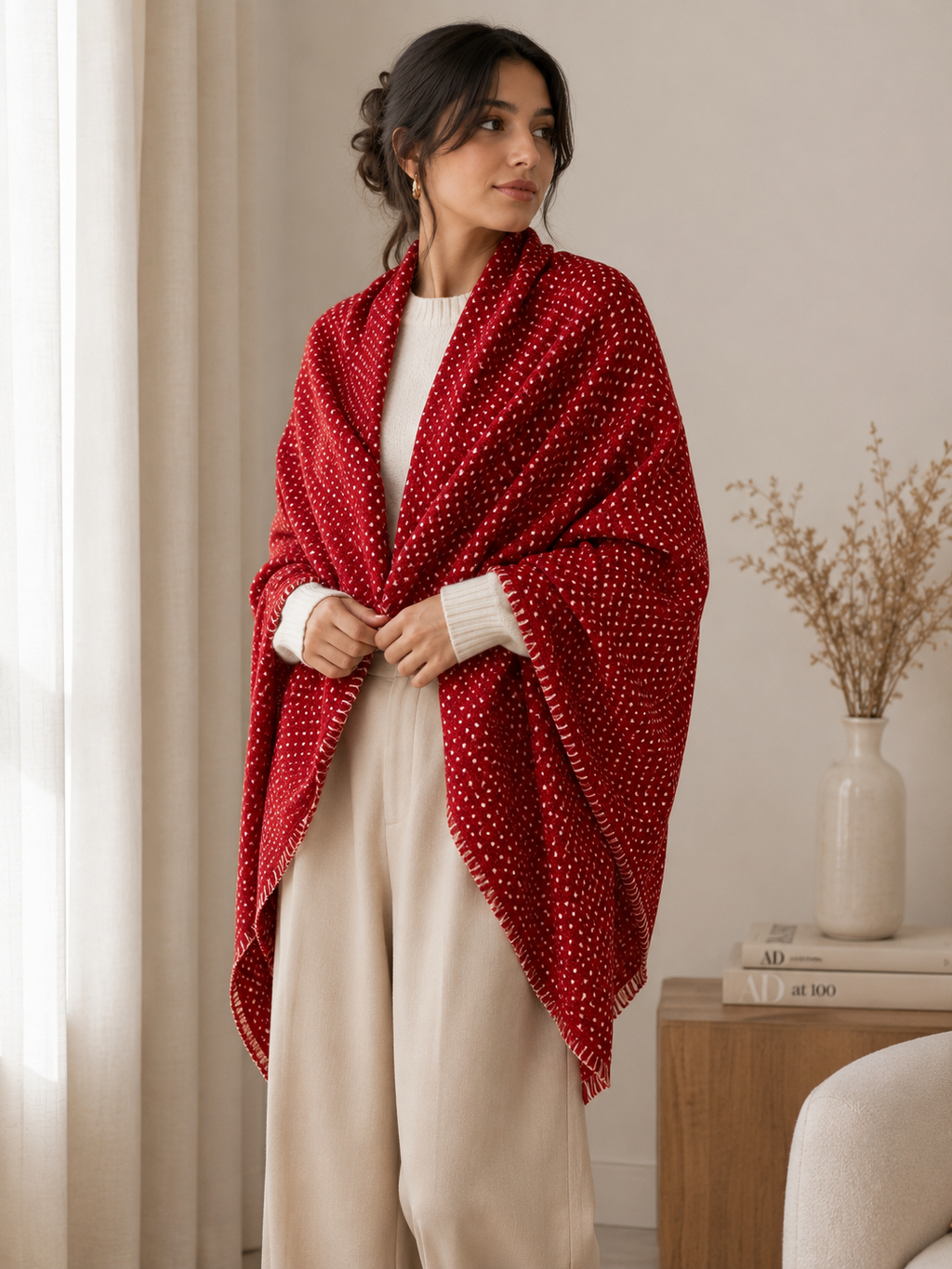 Dotted Light Wool Shawl