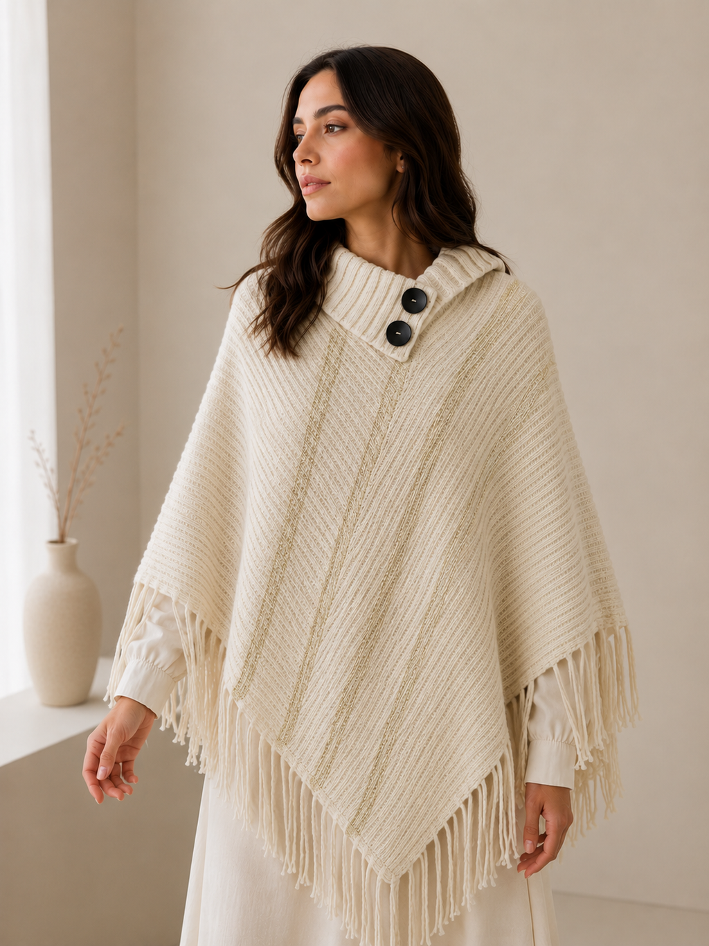 Double Buttoned Light Poncho